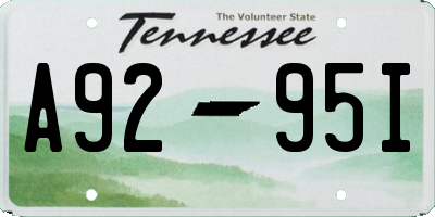 TN license plate A9295I