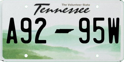 TN license plate A9295W