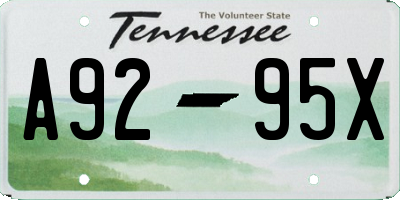 TN license plate A9295X