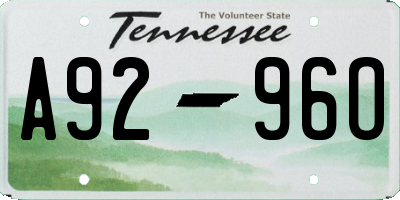 TN license plate A9296O