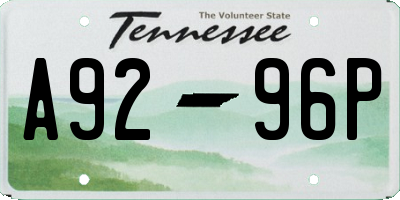 TN license plate A9296P