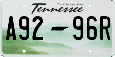 TN license plate A9296R