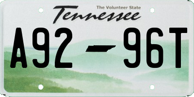 TN license plate A9296T