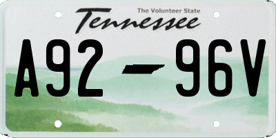 TN license plate A9296V