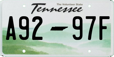 TN license plate A9297F