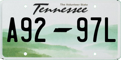 TN license plate A9297L