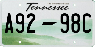 TN license plate A9298C