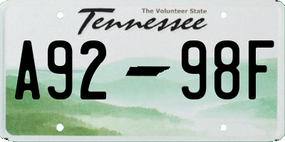 TN license plate A9298F