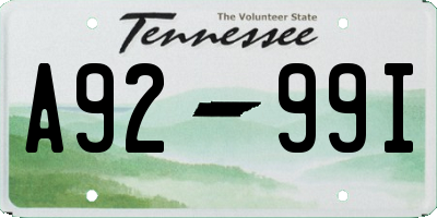TN license plate A9299I