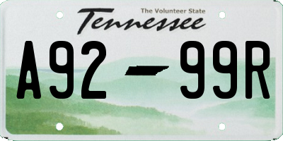 TN license plate A9299R