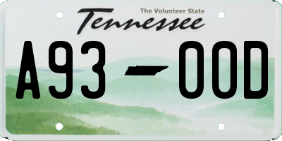 TN license plate A9300D