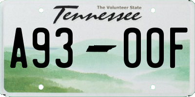 TN license plate A9300F