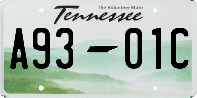 TN license plate A9301C