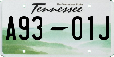 TN license plate A9301J