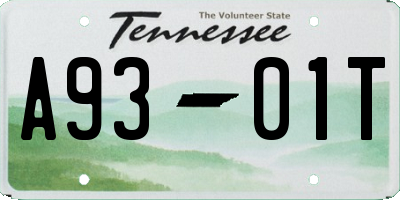 TN license plate A9301T