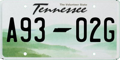 TN license plate A9302G
