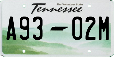 TN license plate A9302M