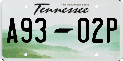TN license plate A9302P