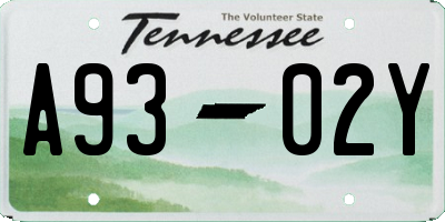 TN license plate A9302Y