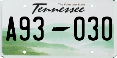 TN license plate A9303O