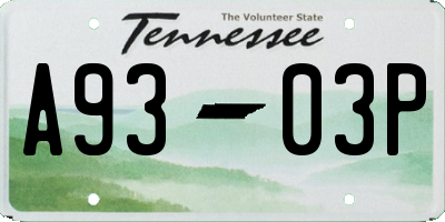 TN license plate A9303P