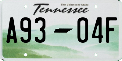 TN license plate A9304F