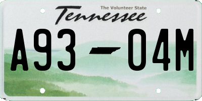 TN license plate A9304M