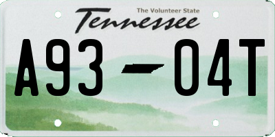 TN license plate A9304T