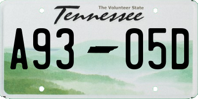 TN license plate A9305D