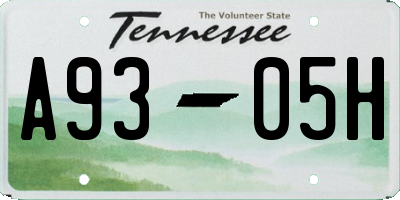 TN license plate A9305H