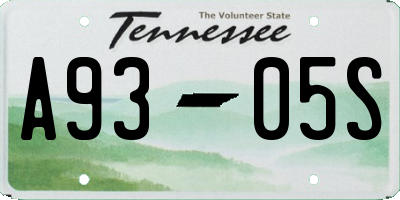 TN license plate A9305S
