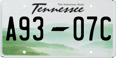TN license plate A9307C