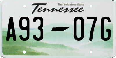 TN license plate A9307G