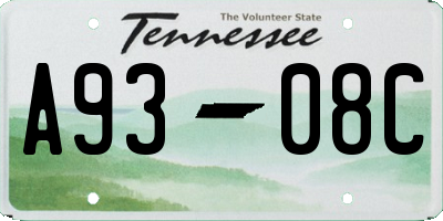 TN license plate A9308C