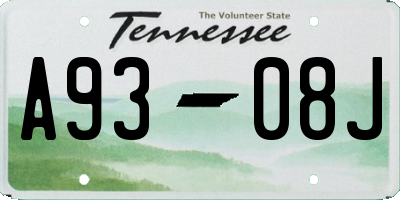TN license plate A9308J