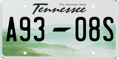 TN license plate A9308S