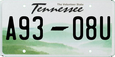 TN license plate A9308U