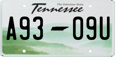 TN license plate A9309U