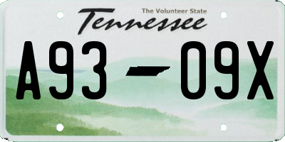 TN license plate A9309X
