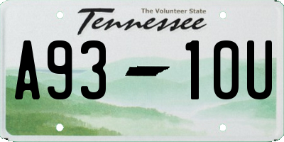 TN license plate A9310U