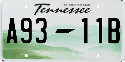 TN license plate A9311B