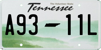 TN license plate A9311L