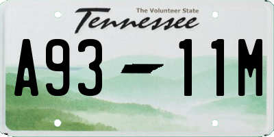 TN license plate A9311M