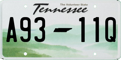 TN license plate A9311Q