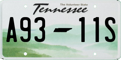 TN license plate A9311S
