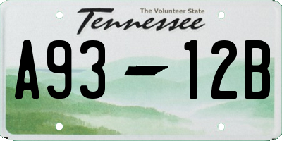 TN license plate A9312B