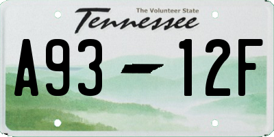 TN license plate A9312F