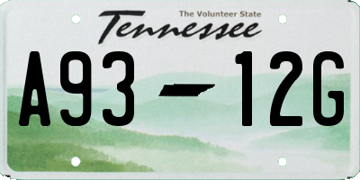 TN license plate A9312G
