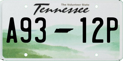 TN license plate A9312P