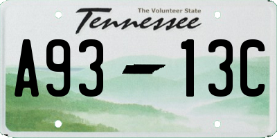 TN license plate A9313C